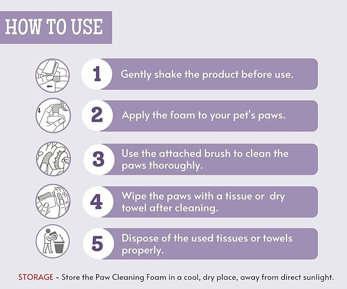 Foodie Puppies Paw Cleaner for Dogs & Cats - 150ml | Lavender No-Rinse Foaming Cleanser with Silicone Brush | Tea Tree Oil & Aloe Vera | Quick Dry, Lick-Safe, Allergen-Free, Moisturizing & Freshening