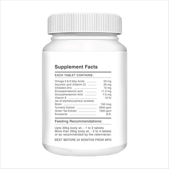 Drools Absolute Skin + Coat Tablet- Dog Supplement, 50 Pieces