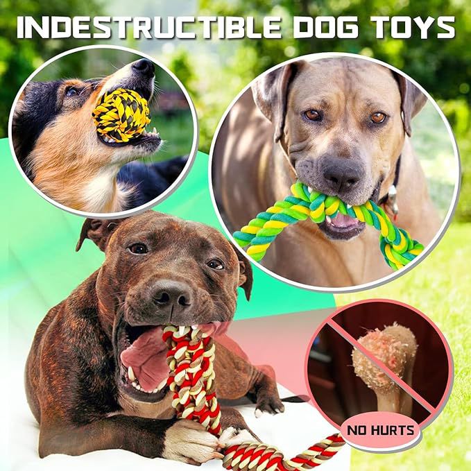 cature Care by Nature Pet Cotton Rope Pet Toys Pack of 7, Tug Ropes Toy Set, for Aggressive Chewers, Pet Pull Toys Pets/Made Cotton