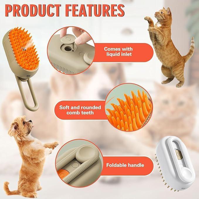 OOSARY Steam Brush for Dog Cat Steam Brush 3 in 1 Water Brush for Dogs Silicone Massage Dog Comb Electric Multifunctional Water Brush Spa for Dogs USB Rechargeable Steamy Brush for Pet (brush)