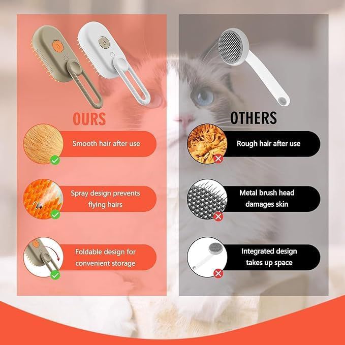 OOSARY Steam Brush for Dog Cat Steam Brush 3 in 1 Water Brush for Dogs Silicone Massage Dog Comb Electric Multifunctional Water Brush Spa for Dogs USB Rechargeable Steamy Brush for Pet (brush)