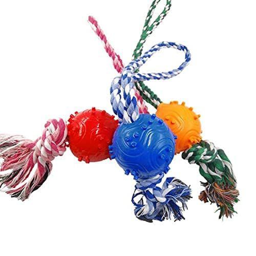 cature Care by Nature Pet Dogs Training Natural Rubber Ball Toy for Small Breed Dogs Bite Dog Rope Toy Pet Tooth Cleaning Chew Molar Toys Pet Accessories (S)