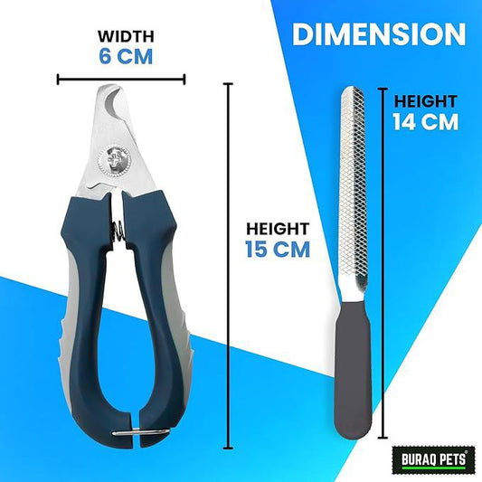 Buraq Pets Dog Nail Cutter with Nail Filer, Professional Pet Nail Clipper for Dogs, Cats, Puppies & Small Animals, Durable, Safe, Ergonomic Grooming Tool for Precise Trimming
