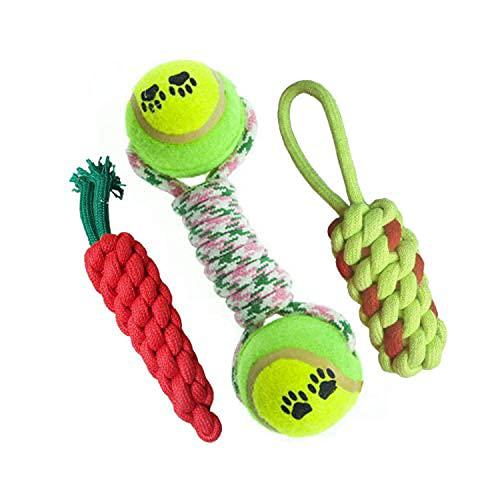 RvPaws Dog Toys Accessories- Combo of 3 Durable Pet Toy- Clean Chew Biting Knotted Puppy Teeth Toy for Puppies