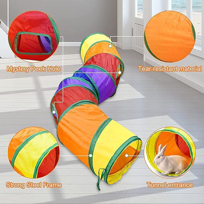 Cat Toys Cat Tunnel Pet Tube Collapsible Play Toy Indoor Outdoor Kitty Puppy Toys for Puzzle Exercising Hiding Training Toy (2 Way)