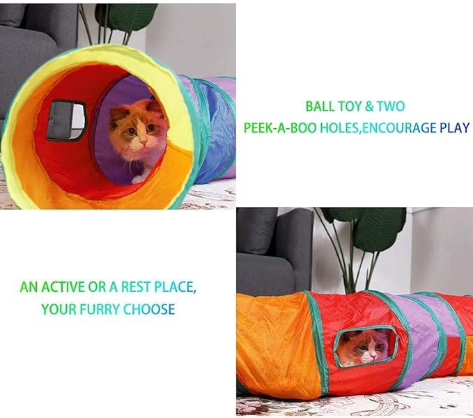 Cat Toys Cat Tunnel Pet Tube Collapsible Play Toy Indoor Outdoor Kitty Puppy Toys for Puzzle Exercising Hiding Training Toy (2 Way)