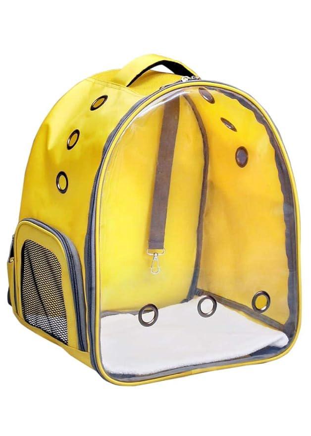 Buraq pets Pet Backpack Transparent Cat & Small Dog Puppy Kitty Shihtzu Carriers for Breathable Airline Travel Approved Air Ventilation Backpack Size 17 × 13 × 11 inch Yellow