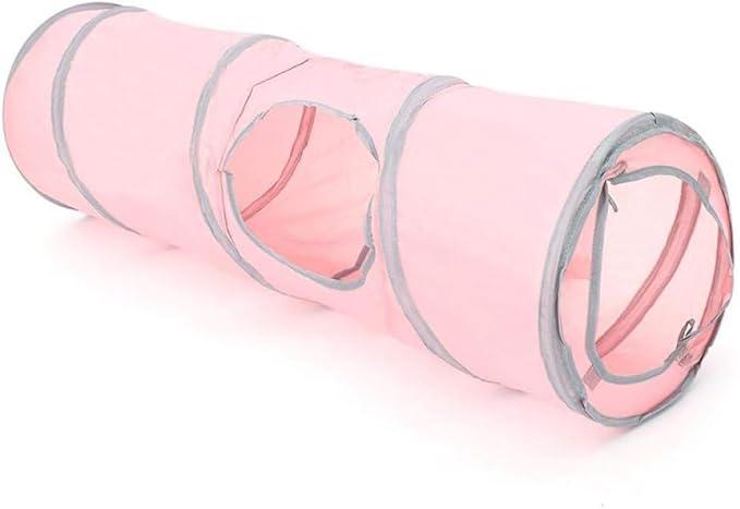 Cature Cat Tunnels for Indoor Cats 2 Way Cat Tunnel Durable Cat Toys Foldable Cat Tube Pet Play Tube - Collapsible Tunnel for Small Pet, Cat, Kitty, Doggy, Rabbit (Pink)
