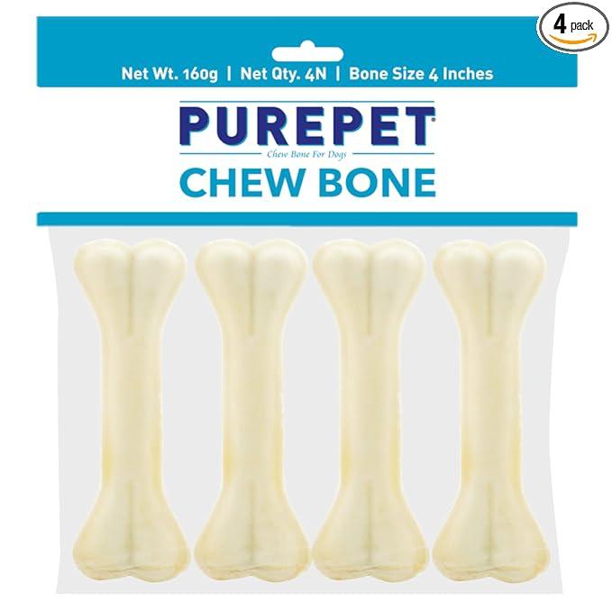 PUREPET Dog Treat Chew Bones,10.16Cm 160G, All Life Stages, Pack Of 4 Bones