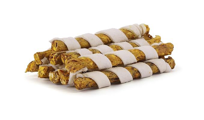 Pet en Care Dog Treat Twisted Munchy, Chew Sticks, Chicken Flavor, 400 GMS, Set of 2, Total 800 GMS Pack | Rawhide Chew Stick for Young & Adult Dog