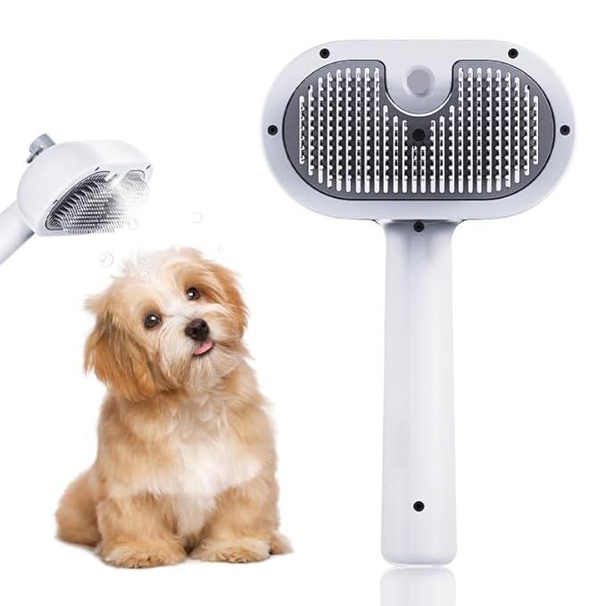 PETTY-KITTY® Multipurpose Steam Cat Brush Dog Brush for Shedding, Dog Comb Cat Comb Remove Static Flying Hair Pet Grooming Brush Self Cleaning Dog BrushSuitable for Long and Short Hairs (white)