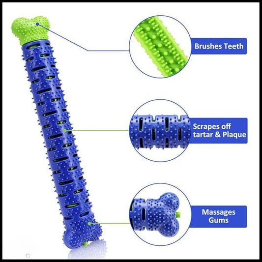 Dog Toothbrush Chew Toy, Non-Toxic Teething Bone, Dental Care Accessory, Blue and Green