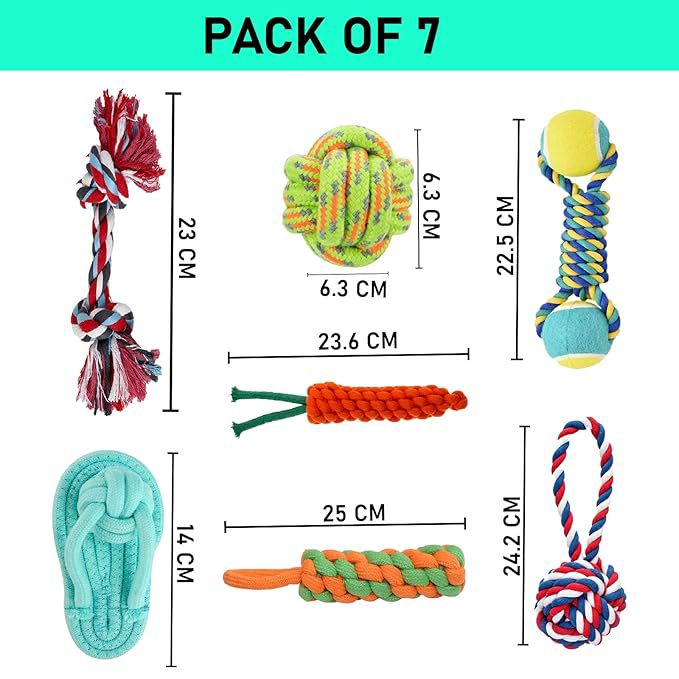 cature Care by Nature Pet Cotton Rope Pet Toys Pack of 7, Tug Ropes Toy Set, for Aggressive Chewers, Pet Pull Toys Pets/Made Cotton