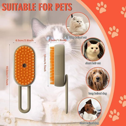 OOSARY Steam Brush for Dog Cat Steam Brush 3 in 1 Water Brush for Dogs Silicone Massage Dog Comb Electric Multifunctional Water Brush Spa for Dogs USB Rechargeable Steamy Brush for Pet (brush)