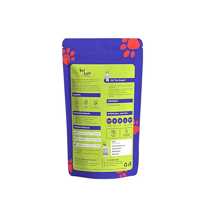 Pet en Care Chicken Jerky Dog Treats, 75gm | Protein Rich | Vitamin Enriched | All Breeds and Sizes