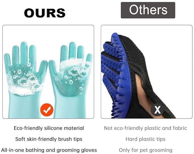 Styllent Pack Of 2 Dog Cats Pet Grrooming Silicon Shampoo Dispenser Brush With 1 Pair Bathing Gloves Soft Bristle For Soothing Scrubber Massage Shower Use Clean Loose Hair Fur For Dogs Pets