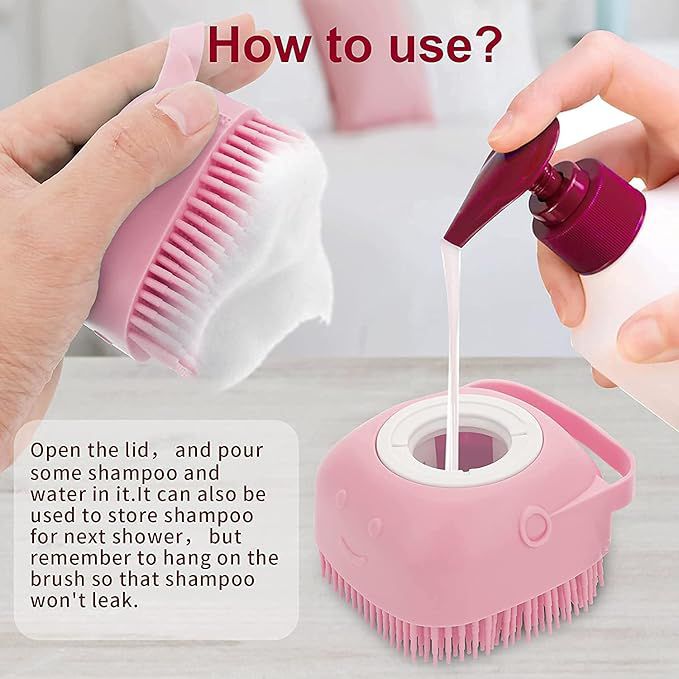 Styllent Pack Of 2 Dog Cats Pet Grrooming Silicon Shampoo Dispenser Brush With 1 Pair Bathing Gloves Soft Bristle For Soothing Scrubber Massage Shower Use Clean Loose Hair Fur For Dogs Pets