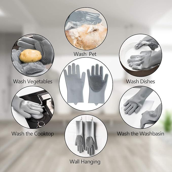 Styllent Pack Of 2 Dog Cats Pet Grrooming Silicon Shampoo Dispenser Brush With 1 Pair Bathing Gloves Soft Bristle For Soothing Scrubber Massage Shower Use Clean Loose Hair Fur For Dogs Pets