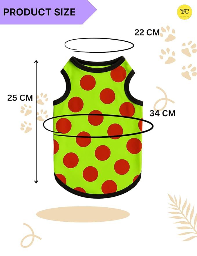 Yellowcult Cute Cat T-Shirt Clothes, Summer Sweetshirts Fruit Pet Random Design mesh Outfit for Small Dog, cat, Puppy, Kitten, Diwali, Festival, Travel, Outing, Photos (S- Any 1)