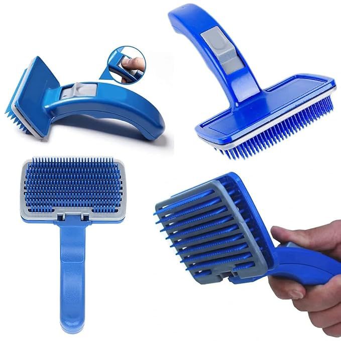 PSK PET MART (Combo of 5) Imported Pet Slicker Brush + Hair Comb Double Side + Nail Clipper + Nail Grinder + Grooming Gloves Kit for All Pets Dog, Cat, Rabbit, Hamster