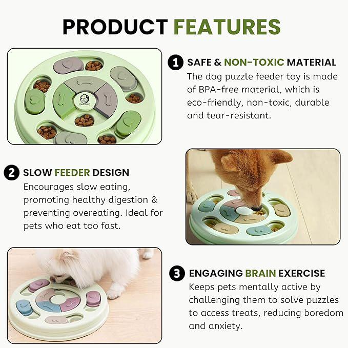 Foodie Puppies Pet Puzzle Toy for Dispensing Treats, Pet Toys Game for Training and Slow Feed, Non-Slip Feeder Designed for Dog, Puppies, Cats and Kittens (Round Shape) (Multicolour)