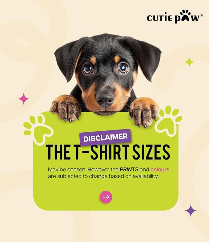 Yellowcult Cute Dog T-Shirt Clothes, Summer Sweetshirts Sporty Pet Random Design Outfit for Small Breed Dog, cat, Puppy, Kitten, Diwali, Festival, Travel, Outing, Photos(S- Any 1)
