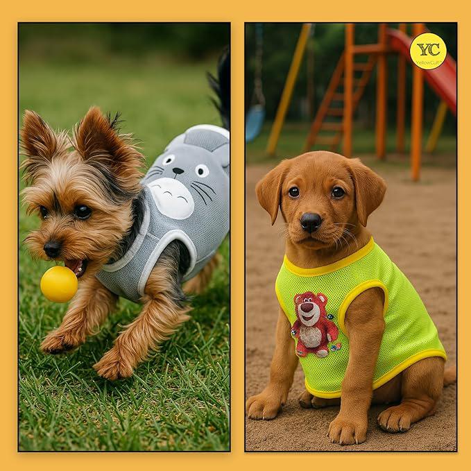 Yellowcult Cute Cat T-Shirt Clothes, Summer Sweetshirts Cartoon Pet Random Design Outfit for Dog, cat, Puppy, Kitten, Diwali, Festival, Travel, Outing, Photos (L- Any 1)