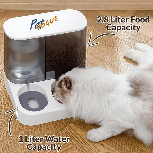 PetVogue 2 in 1 Automatic Food Feeder and Water Dispenser Gravity Design Auto Feeding 3L Cat Food Dispenser and Auto Dog Water Dispenser 1L for Small Pets Puppy Kittens