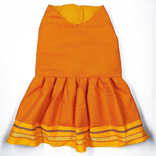 My Art Bucket cotton Parkar Polka Dress For Small Dog Girl Puppy Clothes Female Princess Tutu Striped Skirt Summer Shirt For Shihtzu, Pug, Poodle Cat Pet Apparel Outfits (L, Orange), 1 count