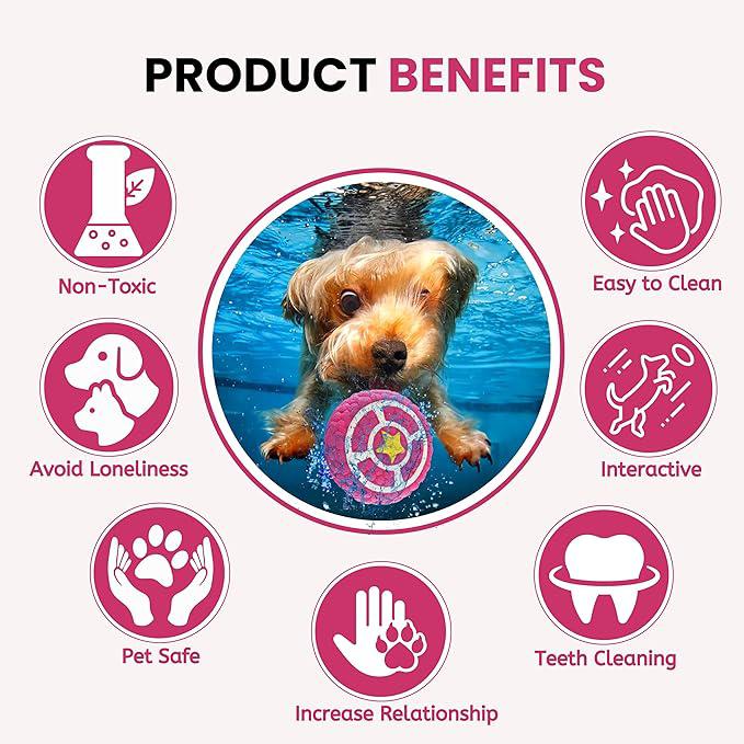 Foodie Puppies Interactive Non-Toxic Soft Latex Squeaky Chew Toy for Puppies and Small Dogs (Pink Pie - Small) | Chewing, Floating, Training, and Bouncing | Reduce Separation Anxiety