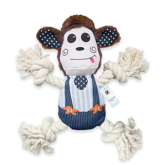 Foodie Puppies Monkey Crinkle Paper Rope Plush Toy for Dogs | Non-Toxic, Soft, Stuffed Interactive Cute Squeaky, Teething Rope Dog Toys | Plush Dog Toys for Small to Medium Dogs