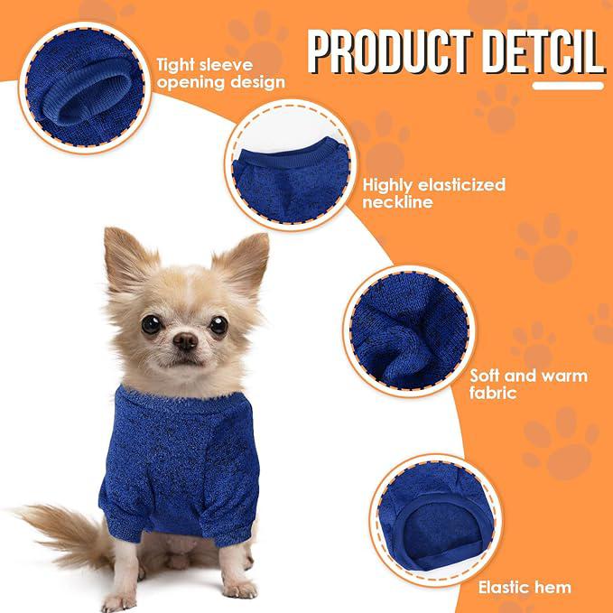 RETOLIT Dog Sweater for Small Dog - Classic Knitted Doggie Paw Print Sweater for Cold Weather, Soft Warm Winter Dog Clothes Outdoor Indoor for Chihuahua, Bulldog, Dachshund, Pug, Yorkie（Blue,l）