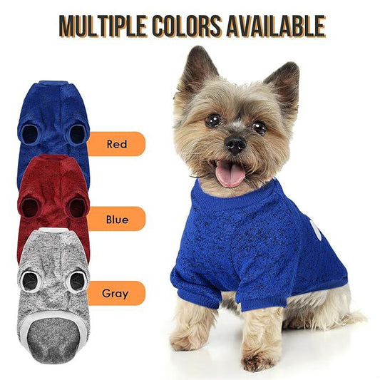 RETOLIT Dog Sweater for Small Dog - Classic Knitted Doggie Paw Print Sweater for Cold Weather, Soft Warm Winter Dog Clothes Outdoor Indoor for Chihuahua, Bulldog, Dachshund, Pug, Yorkie（Blue,l）