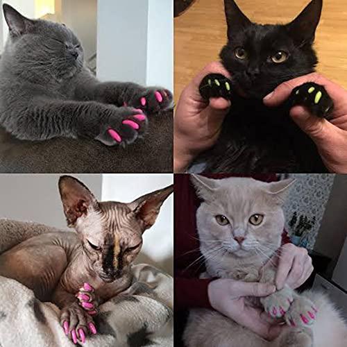 PSK PET MART Cat Nail Caps, 20pcs Multi-colored Soft Claws for Cats, Size: MEDIUM