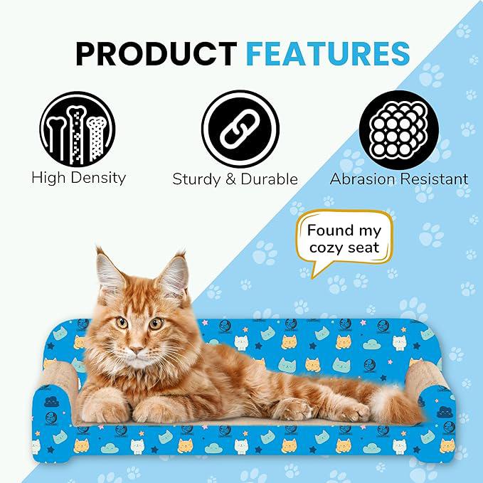 Foodie Puppies Cat Scratcher Pad with Catnip for Cats & Kittens - (Sofa) | Durable Modern Longue Corrugated Cardboard Cat Scratching Board with Couch Design | Furniture Protection, Play & Relaxation