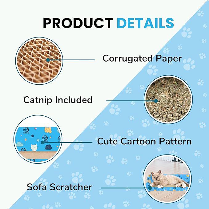 Foodie Puppies Cat Scratcher Pad with Catnip for Cats & Kittens - (Sofa) | Durable Modern Longue Corrugated Cardboard Cat Scratching Board with Couch Design | Furniture Protection, Play & Relaxation
