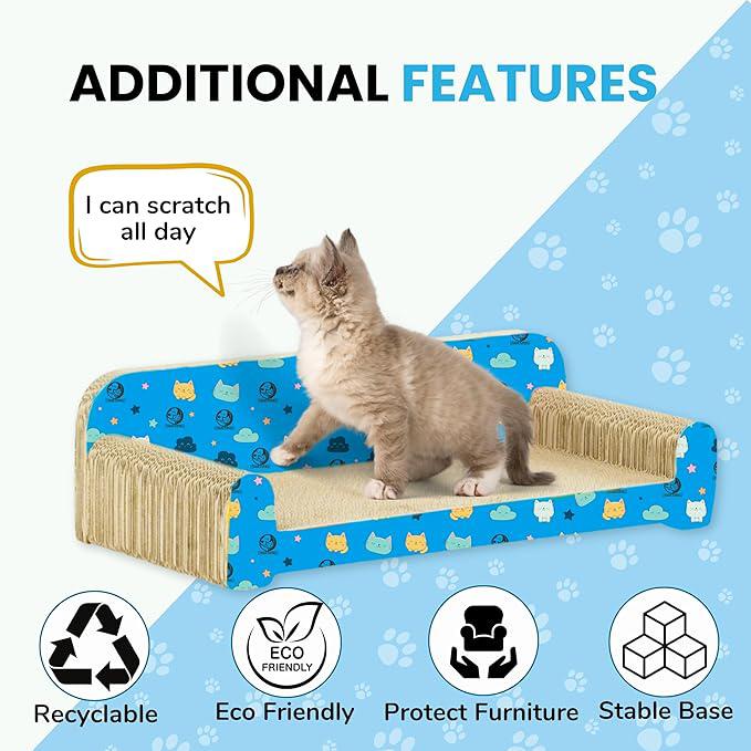 Foodie Puppies Cat Scratcher Pad with Catnip for Cats & Kittens - (Sofa) | Durable Modern Longue Corrugated Cardboard Cat Scratching Board with Couch Design | Furniture Protection, Play & Relaxation