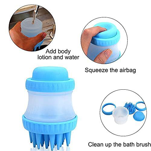 RvPaws Pet Dog Hair Brush Dog Cat Bathing Brush for Grooming Massage Brush Comb, Dog Bathing Accessories Shampoo Brush Dispenser Silicone Dog Hair Brush Cleaning Brush Bathing Comb Tool