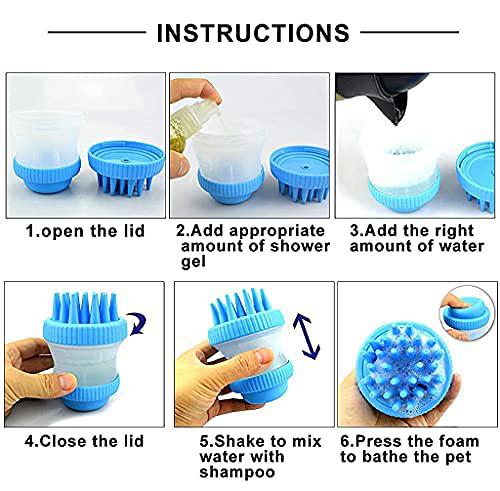 RvPaws Pet Dog Hair Brush Dog Cat Bathing Brush for Grooming Massage Brush Comb, Dog Bathing Accessories Shampoo Brush Dispenser Silicone Dog Hair Brush Cleaning Brush Bathing Comb Tool