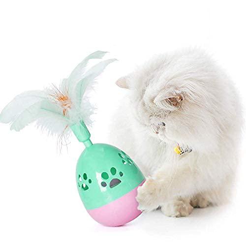 RvPaws Funny Tumbler Toys for Cats Kitties Pets Accessories Pet Toys Funny Tumbler Mice Teaser Feather Stick Toy 1 Piece (Color May Vary)