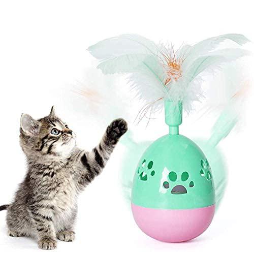 RvPaws Funny Tumbler Toys for Cats Kitties Pets Accessories Pet Toys Funny Tumbler Mice Teaser Feather Stick Toy 1 Piece (Color May Vary)