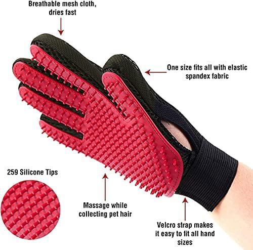 RvPaws Combo 6 in 1 Dog Grooming Kit Hand Glove Bath Brush + Toothbrush + Slicker Bath Brush + Nail Cutter + Nail Filler + Pet Self Cleaning Slicker Comb for Dogs and Cats