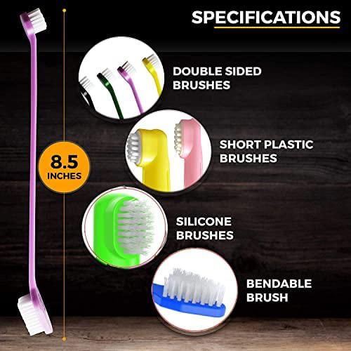 RvPaws Combo 6 in 1 Dog Grooming Kit Hand Glove Bath Brush + Toothbrush + Slicker Bath Brush + Nail Cutter + Nail Filler + Pet Self Cleaning Slicker Comb for Dogs and Cats