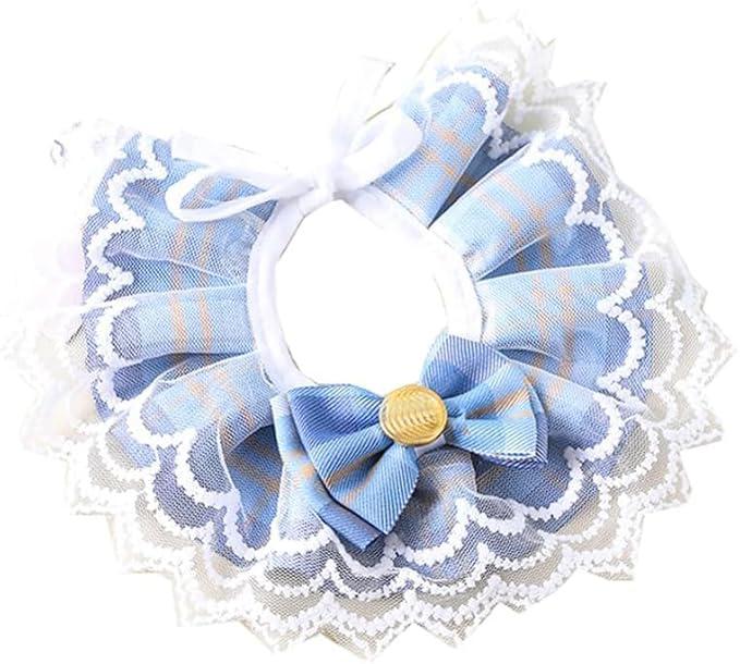 PSK PET MART Nylon Cute Bowtie Cat Dog Collar Lace Collar Pets Scarf Accessories for PET Birthday Party Holiday Daily 1 Pcs Collar for Dogs, Multi-Coloured