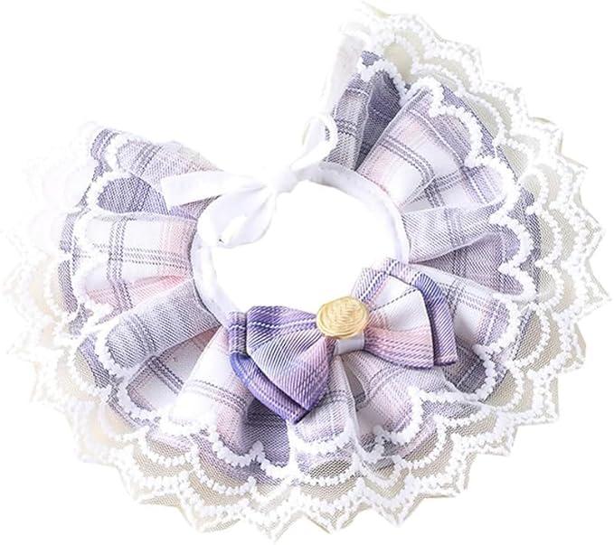 PSK PET MART Nylon Cute Bowtie Cat Dog Collar Lace Collar Pets Scarf Accessories for PET Birthday Party Holiday Daily 1 Pcs Collar for Dogs, Multi-Coloured