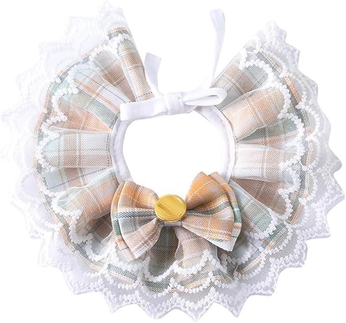 PSK PET MART Nylon Cute Bowtie Cat Dog Collar Lace Collar Pets Scarf Accessories for PET Birthday Party Holiday Daily 1 Pcs Collar for Dogs, Multi-Coloured