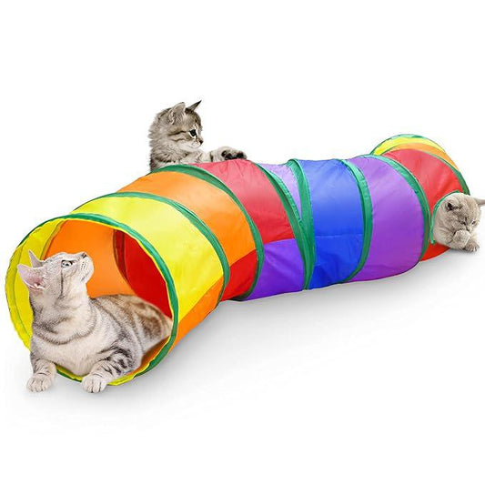 Cat Toys Cat Tunnel Pet Tube Collapsible Play Toy Indoor Outdoor Kitty Puppy Toys for Puzzle Exercising Hiding Training Toy (2 Way)