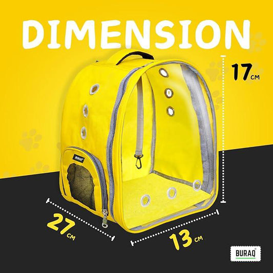 Buraq pets Pet Backpack Transparent Cat & Small Dog Puppy Kitty Shihtzu Carriers for Breathable Airline Travel Approved Air Ventilation Backpack Size 17 × 13 × 11 inch Yellow