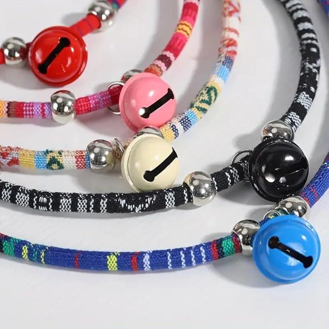 Pet Believe Cat Collars and Leads, Necklace Nylon Accessory Kitten Supply Cat Bell Collar Extension Chain Japanese Style Random Color 1 Pcs