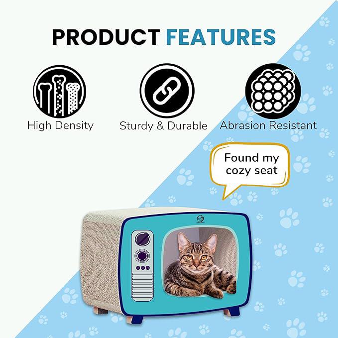 Foodie Puppies Cardboard Scratching Pads with Catnip for Cats and Kittens - (Television Scratcher) | Cat Durable Play TV Post for Indoor, Cats Corrugated Scratcher Box for Furniture Protection